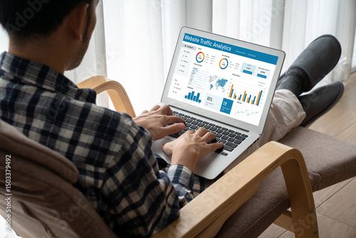 Wallpaper Mural Computer software for website traffic analytics data on computer screen. Concept of SEO search engine optimization and customer targeting for online business snugly Torontodigital.ca