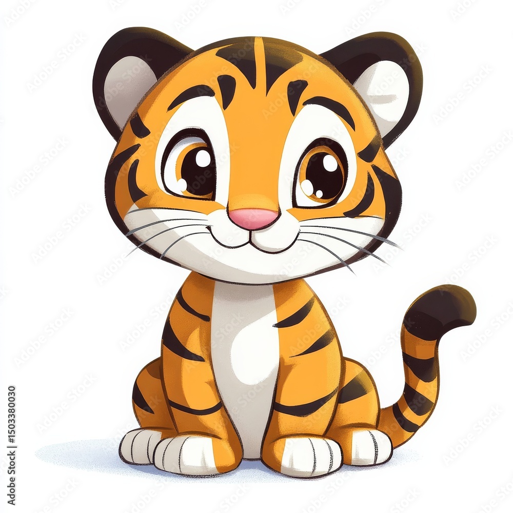 Cute Cartoon Tiger Cub, Isolated on White Background, Animal Illustration, Baby Tiger Tiger, Cub Cute Cartoon Tiger Cub, Isolated on White Background, Animal Illustration, Baby Tiger Tiger, Cub