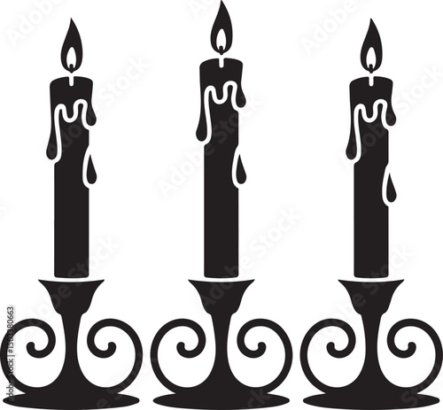 Candles in Holders with Dripping Wax Halloween Gothic Vibe

