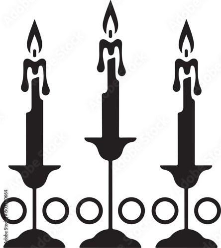 Candles in Holders with Dripping Wax Halloween Gothic Vibe

