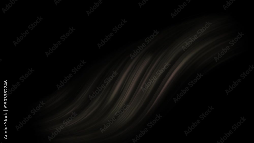 Colored air flow moving from left to right and increasing towards the end. Abstract blue wave light glowing line seamless loop Air flow arranged in a wave-like pattern on a black background .