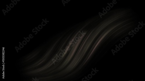 Colored air flow moving from left to right and increasing towards the end. Abstract blue wave light glowing line seamless loop Air flow arranged in a wave-like pattern on a black background .