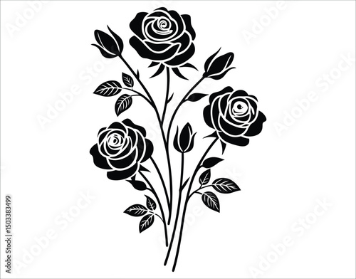 Black Rose Decals – Bold Floral Silhouettes for Vinyl Cutting
