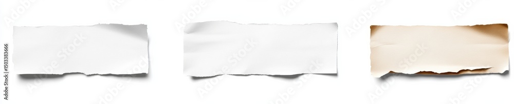 Fototapeta premium Torn Paper Pieces, Isolated on White Background,Note Paper,Texture