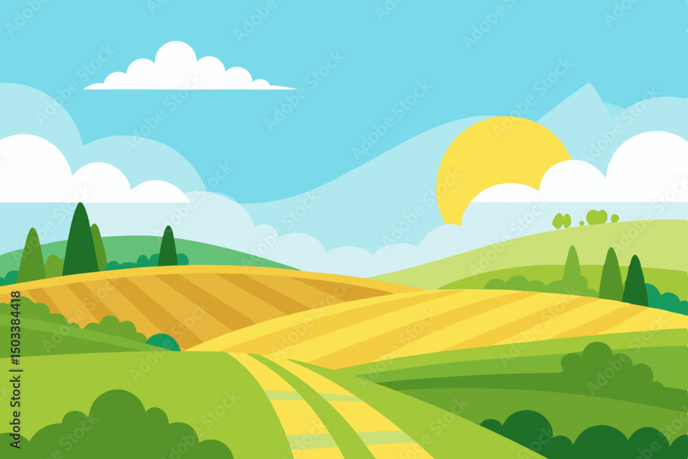 Obraz premium summer landscape with rainbow