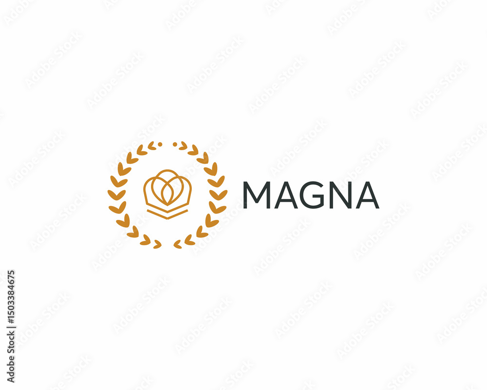 Naklejka premium Linear crown emblem. Elegant royal king sign logotype. Luxury wealth icon. illustration.