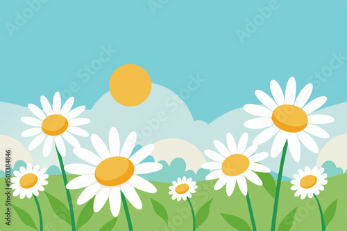 spring background with daisies