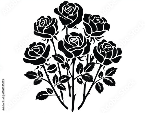 Elegant Rose Silhouettes – Bold Black Vector Set