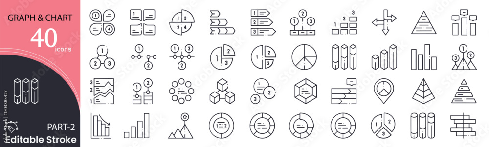 Graph and chart related icons set. Including data, analytics, bar, pie, line chart, growth, report, and statistics. Editable stroke. outline icons. Graph and chart related icons set. Including data, analytics, bar, pie, line chart, growth, report, and statistics. Editable stroke. outline icons.