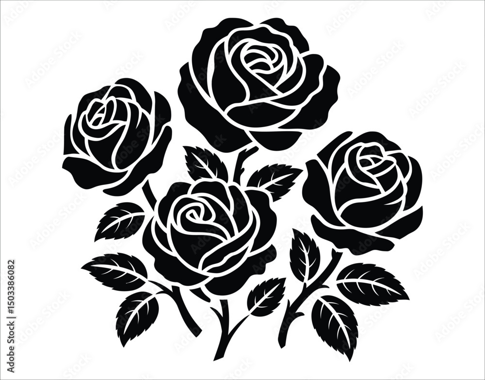 custom made wallpaper toronto digitalSVG Rose Flowers – Tattoo Silhouette Collection