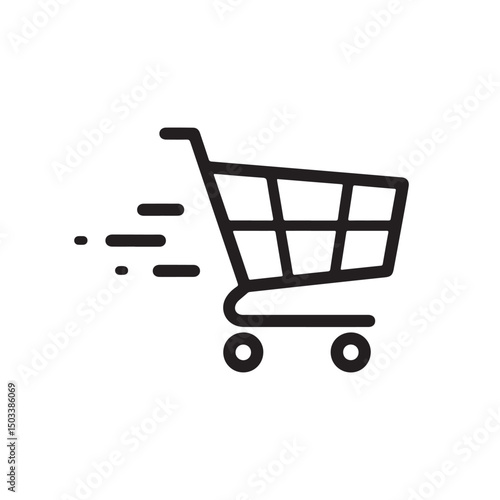 A vector shopping cart icon for web and e-commerce design, often used as a buy or shop button, symbolizing retail business and sales