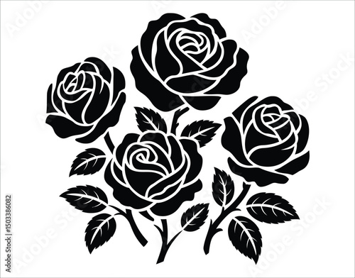 SVG Rose Flowers – Tattoo Silhouette Collection