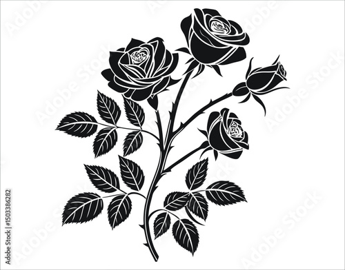 Vector Stencil Roses – Black Floral Silhouettes Pack