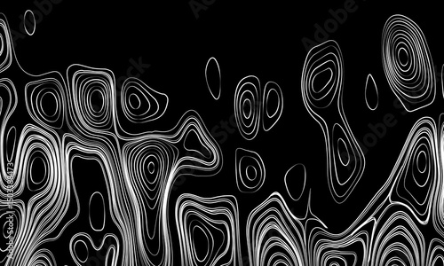 Topographic Contour Lines on a Black Background, Minimalist Topographic Contour Map on Black.