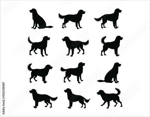 Golden Retriever Dog Silhouettes for T-shirt Design