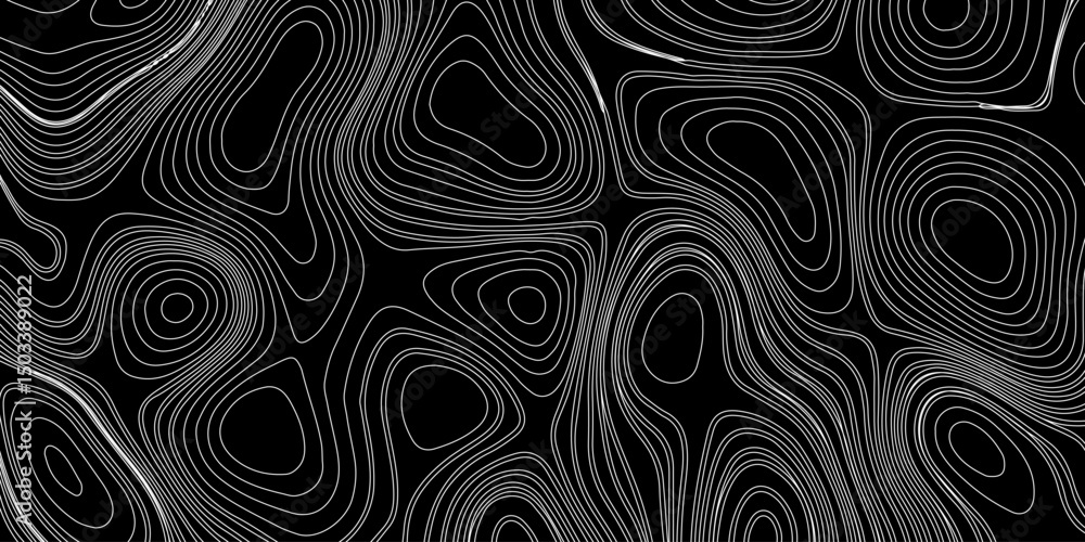 Fototapeta premium Topographic Contour Lines on a Black Background, Minimalist Topographic Contour Map on Black.