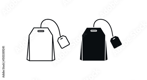 Tea Bag Icon: Outline and Solid