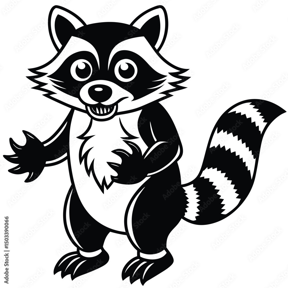 Obraz premium raccoon vector illustration white background