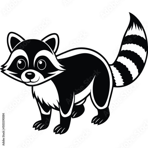 raccoon vector illustration white background