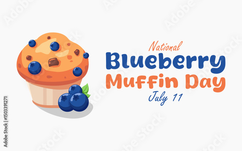 vector graphic of National Blueberry Muffin Day, ideal for National Blueberry Muffin Day celebration.