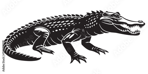 Wallpaper Mural Crocodile silhouette vector illustration, isolated black silhouette of a crocodile, alligator vector illustration Torontodigital.ca