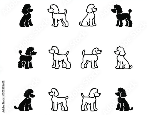 Poodle Vector Icons – Silhouettes & Outlines