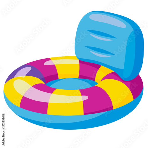 Blue and pink swimming ring. Vector illustration on white background.