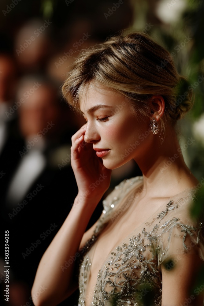 Obraz premium Elegant woman attends the Venice Film Festival wearing dress