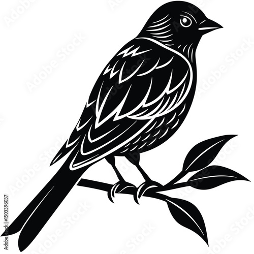 Bird on Tree Branch Minimalist Silhouette