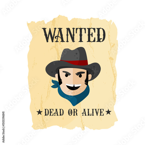 wanted dead or alive – wild west wanted poster icon – vector illustration