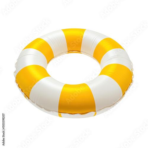 Floating ring with yellow and stripes design element on transparent background