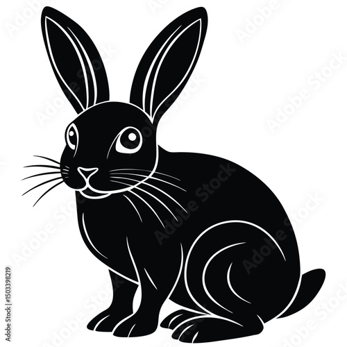 Adorable Sitting Bunny in Minimalist Style
