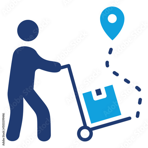 Last Mile Delivery Flat Blue Icon