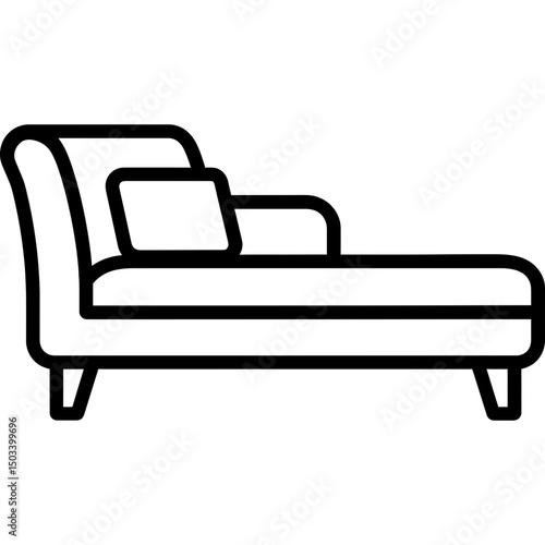 Minimalist chaise lounge icon outline