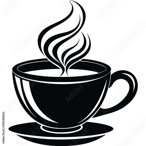 Simple Steaming Coffee Cup Silhouette Art
