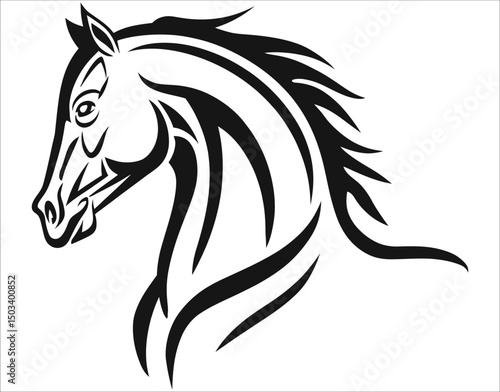 Abstract Horse Head Line Art