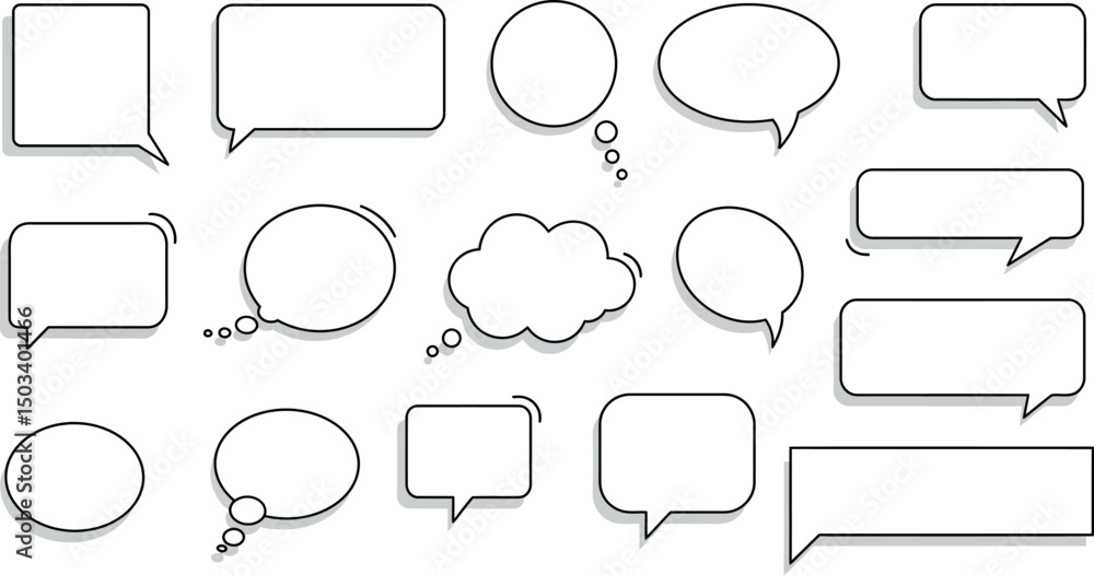 Obraz premium Various blank speech and thought bubbles in different shapes and sizes