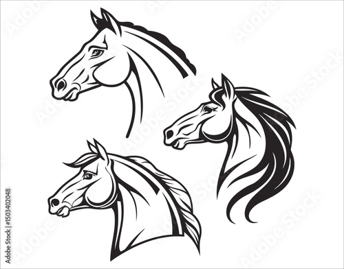 Horse Head Line Icon Bundle