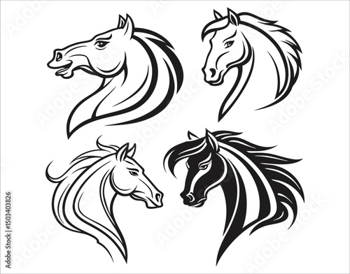 Linear Horse Head Design Bundle