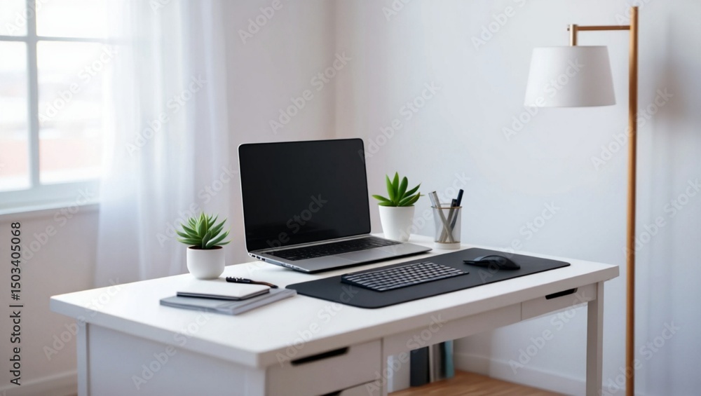 Fototapeta premium office desk with laptop