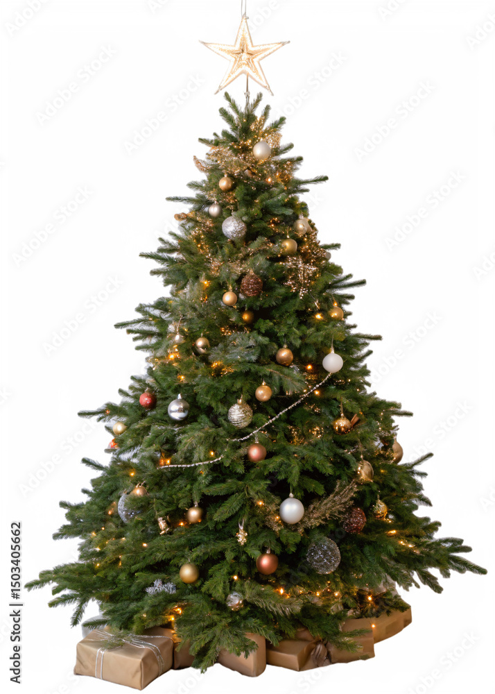 Fototapeta premium decorated christmas tree, png no background
