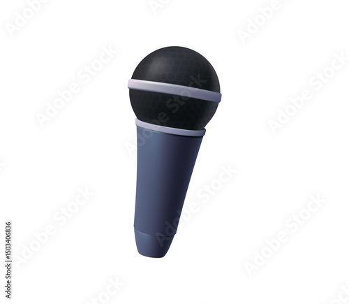 Microphone or mike cartoon illustration sign in 3D render style illustration. Microphone or mic vector icon for app
