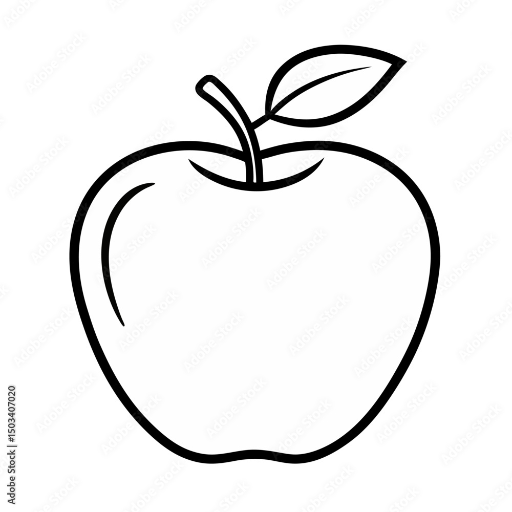 apple line art on withe background apple line art on withe background