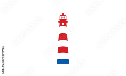 a lighthouse themed graphic image, on a white background. vector graphic base.