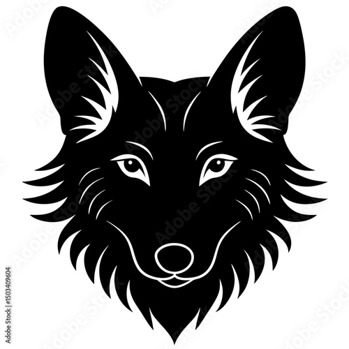 Dhole wild dog head vector silhouette