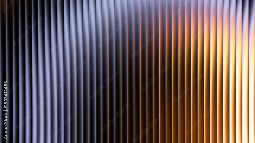 Obraz premium Luxury elegant metal ribbed surface background with gradient waves and soft reflections in retrofuturistic style for dynamic industrial design, high-tech aesthetic or trendy visual art project. Vector