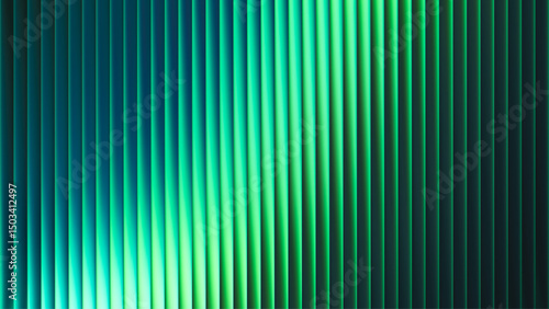 Futuristic neon texture with vibrant shades of blue green gradients and bright smooth fluted vertical lines. Bold dynamic design blending smooth tones and radiant colors for modern visual art project