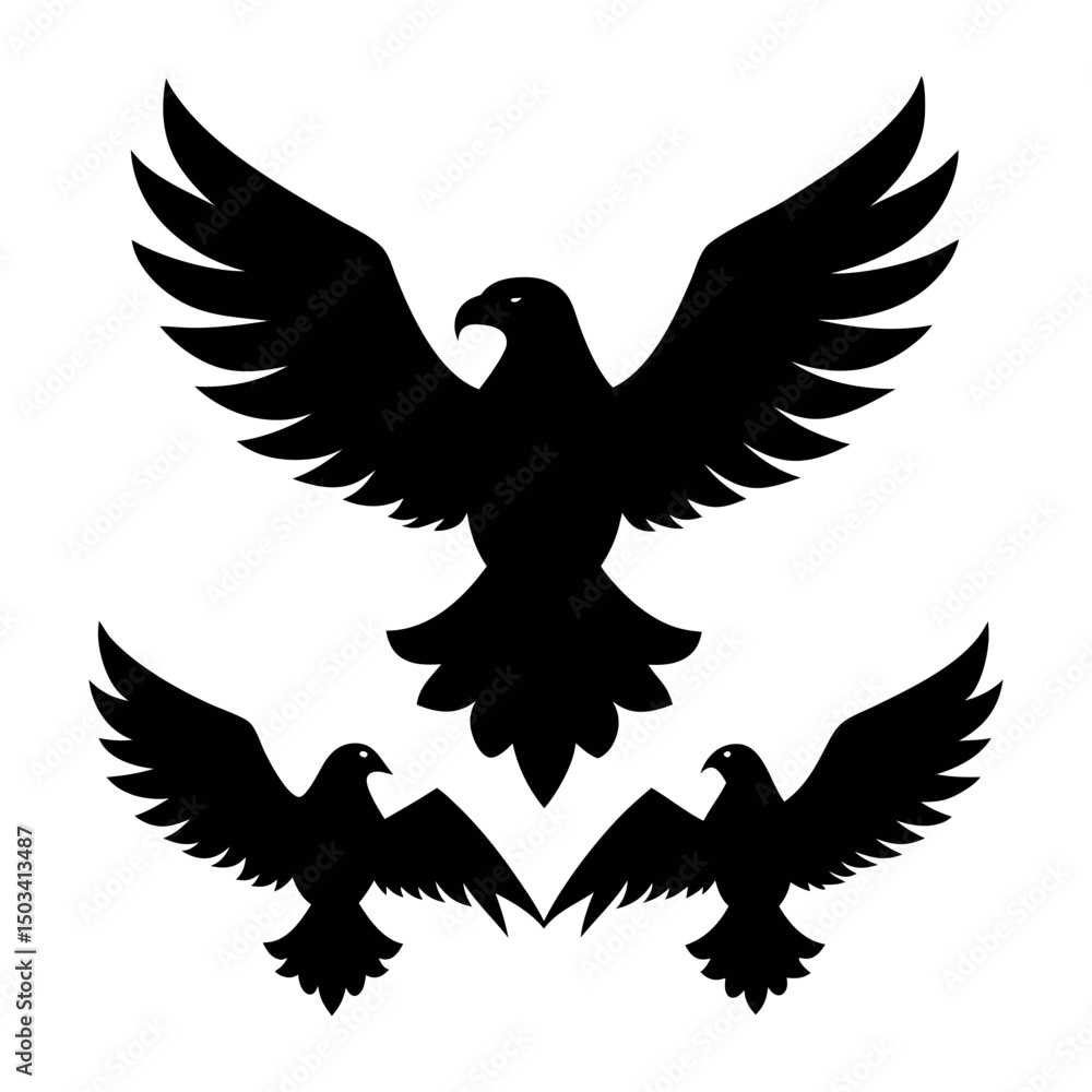 Obraz premium a-bold-set-of-eagle-silhouettes--capturing-power-a (1).eps