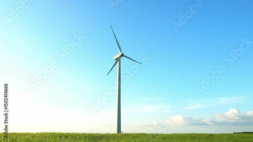 wind turbine on green field
