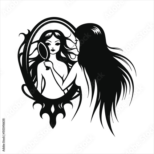female vampire brushing long black hair  mirror re